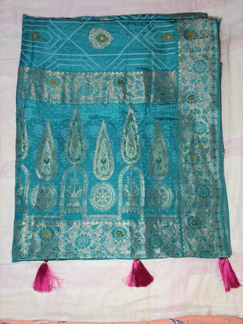Elevate Your Elegance with the Teal Blue Paithani Bandhej Saree