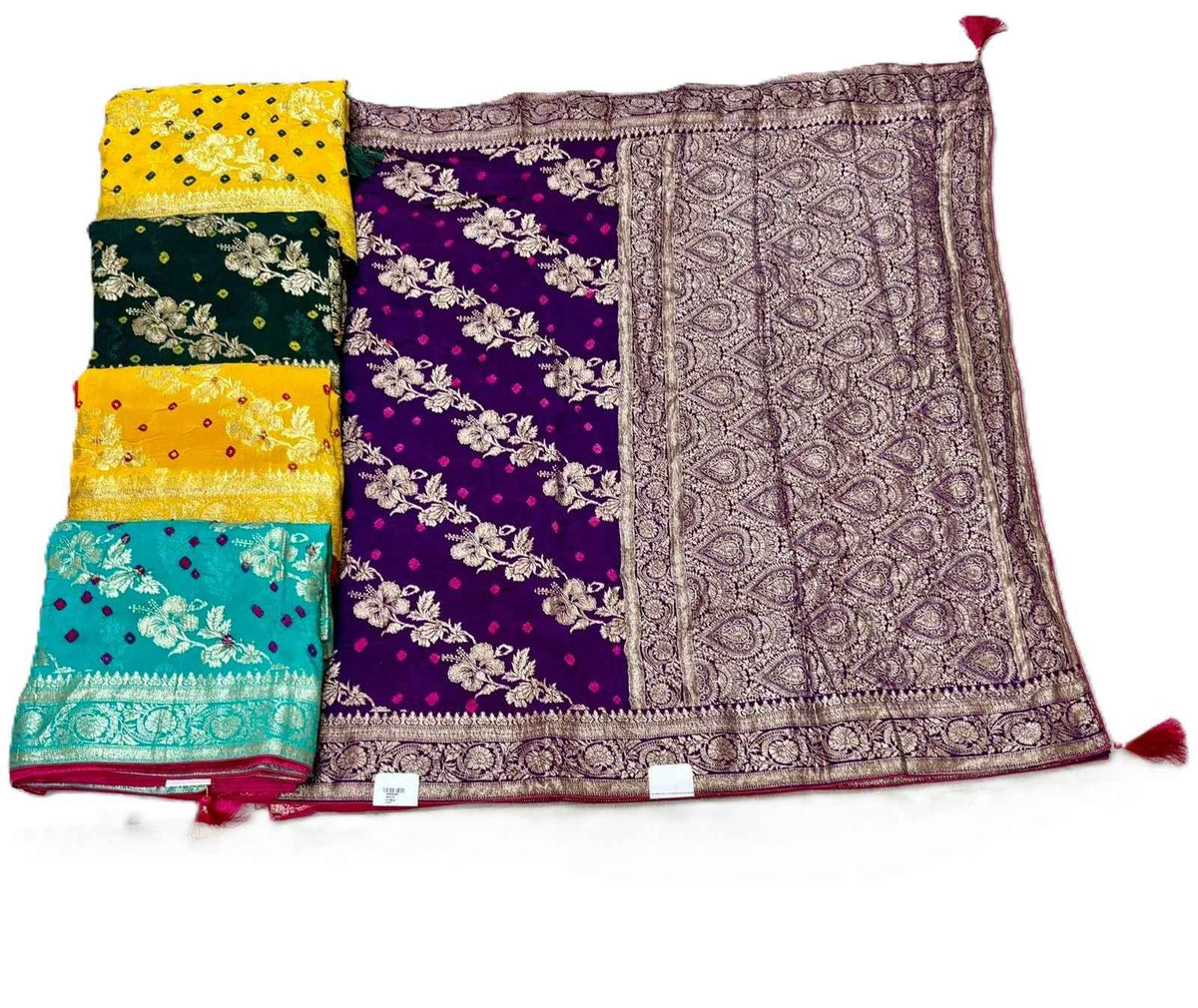 Dola Bandhej Single Zari Saree – Regal Tradition with Elegant Weaving