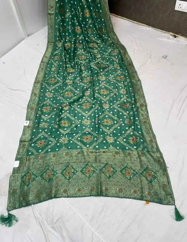 Elevate Your Style with a Sea Green Bandhej Meena Saree