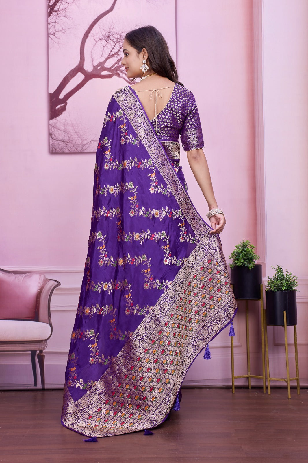 š Troika Fashion ā Royal Purple HO Silk Meena Saree