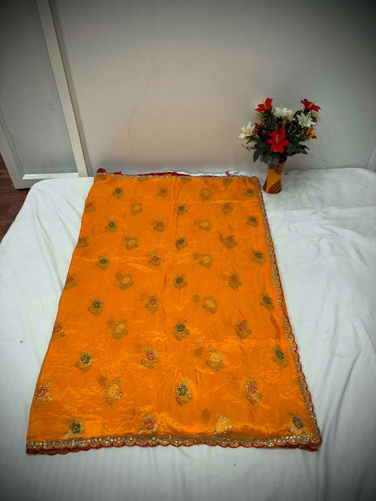 Troika Fashion – Mustard Yellow HO Silk MS Buta Saree with Delicate Zari Border