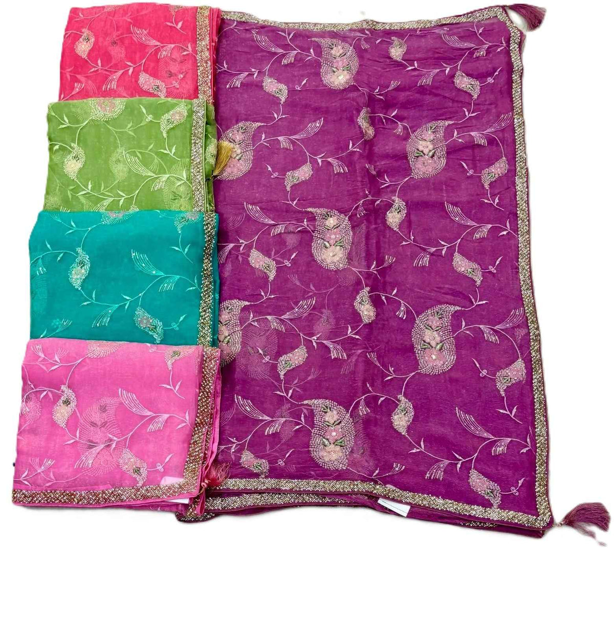 Troika Fashion – Simmer Chiffon Handwork Saree