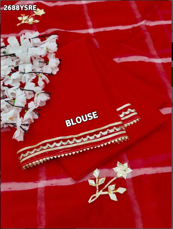 Troika Fashion – Latest Organza Leheriya Style Saree with Gotapatti Work