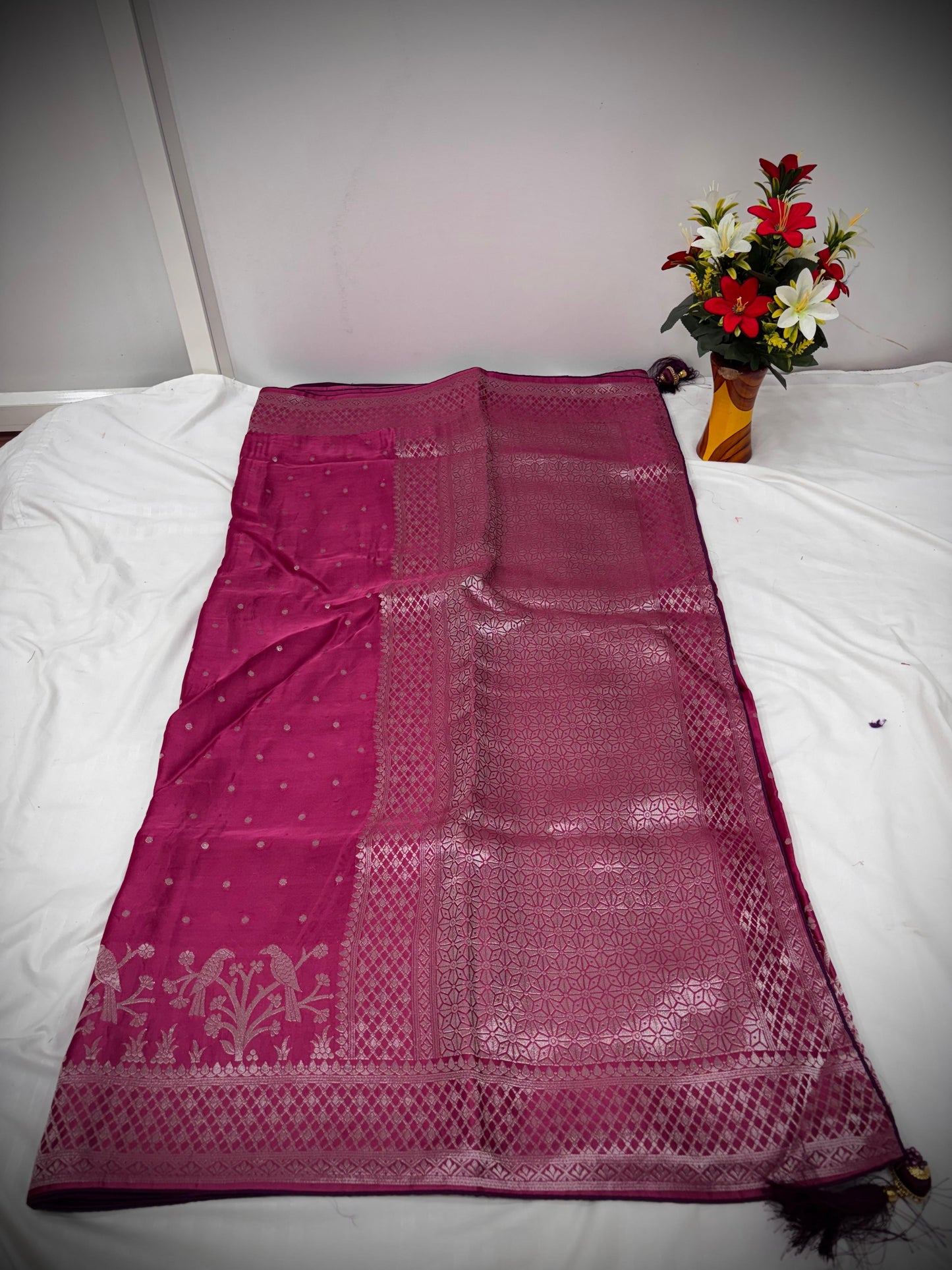 Troika Fashion – Rich Purple Shade Saree Adorned with Shimmering Silver Zari Detailing for Parties & Celebrations