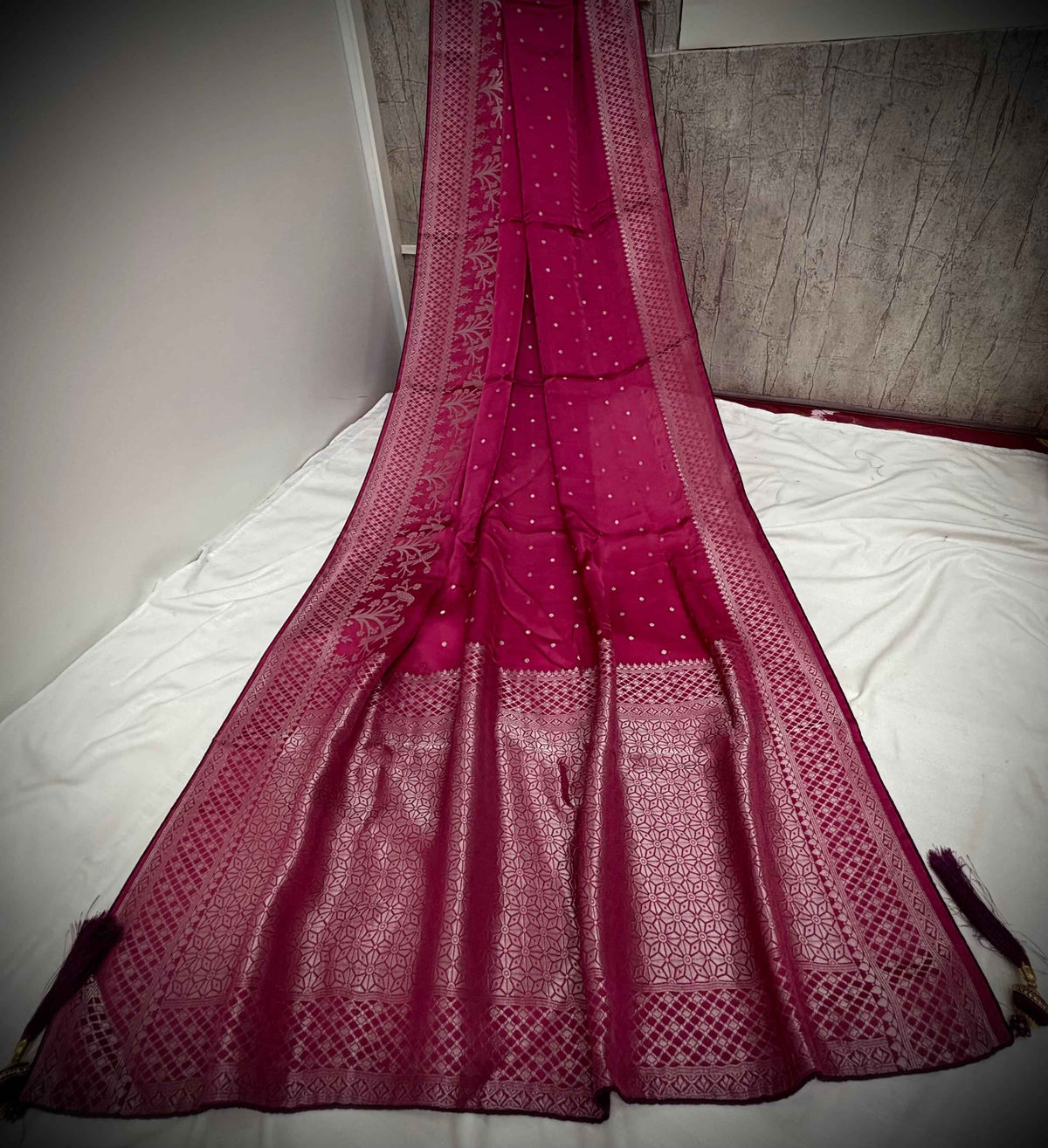 Troika Fashion – Rich Purple Shade Saree Adorned with Shimmering Silver Zari Detailing for Parties & Celebrations
