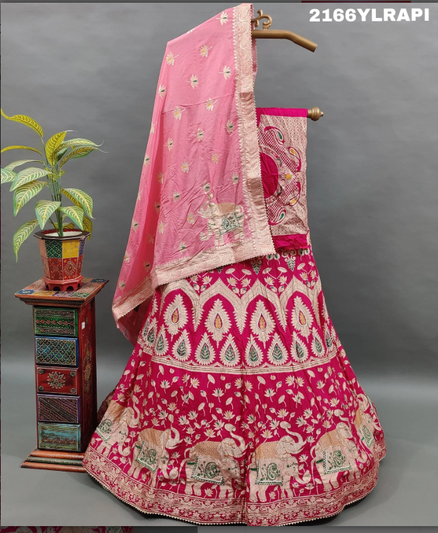 Troika Fashion – Beautiful Upada Silk Banarasi Style Handwork Gota Patti Lehenga