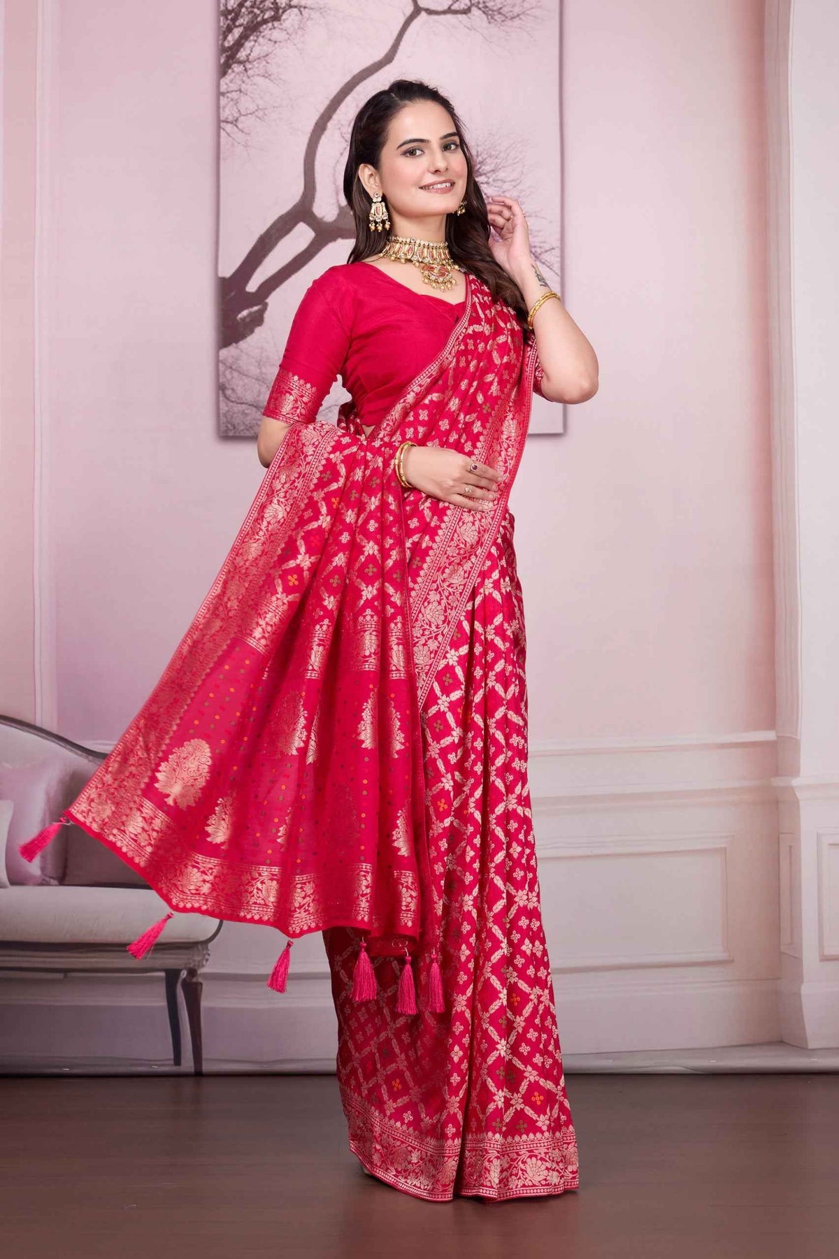 Pure Dola Silk Handwork Saree – Elevate Your Elegance
