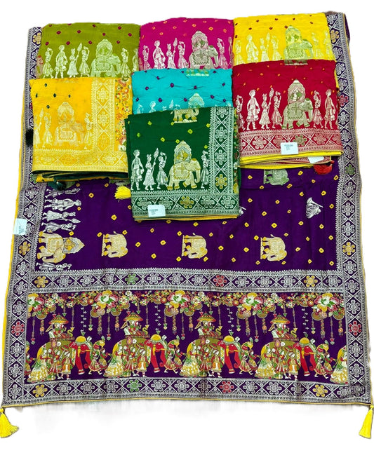 Dola Meena Bandhej Saree – Royal Heritage Story Weave