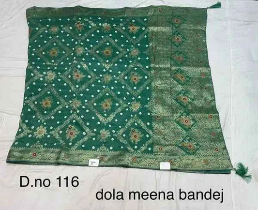 Elevate Your Style with a Sea Green Bandhej Meena Saree