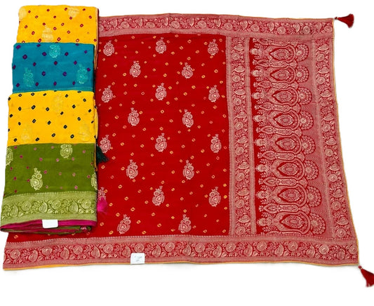 Dola Bhandej Single Zari Saree – Timeless Traditional Elegance