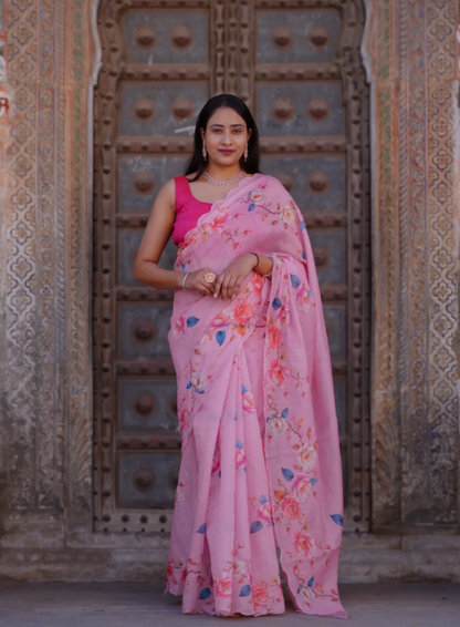 Troika Fashion – Lightweight Cotton Silk Printed Saree with Classic Pattern
