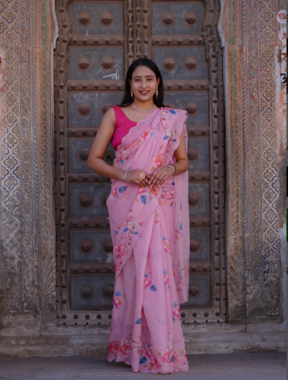 Troika Fashion – Lightweight Cotton Silk Printed Saree with Classic Pattern