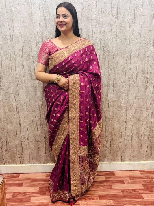 Troika Fashion – Pure Dola Silk Handwork Saree ( Code-ATF-R1635)