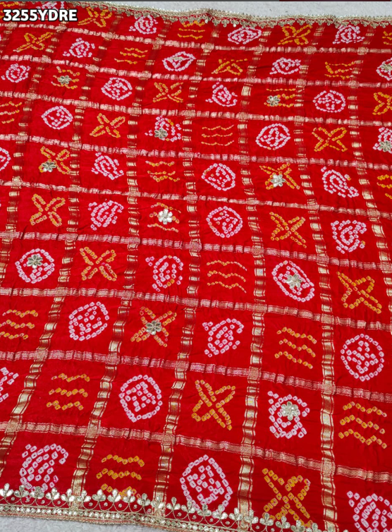 Troika Fashion – Elegant Gaji Silk Bandhani Dupatta with Gota Patti Work