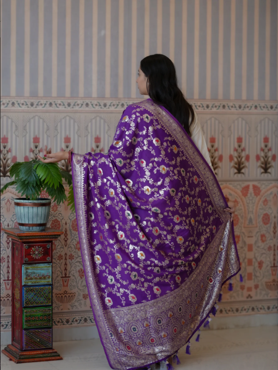 Troika Fashion – Traditional Dola Silk Dupatta with Zari Weaving