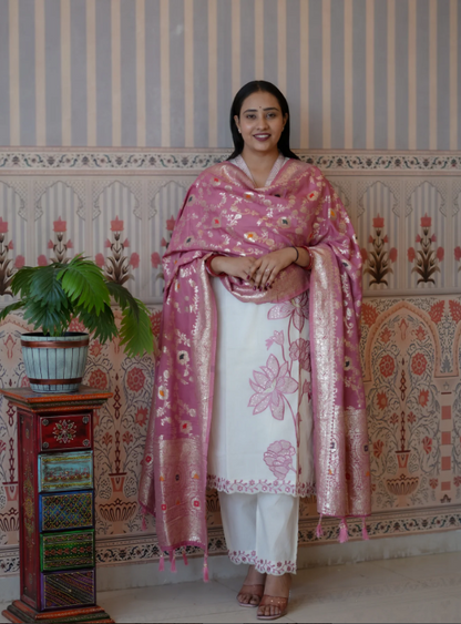 Troika Fashion – Premium Banarasi Style Dola Silk Dupatta