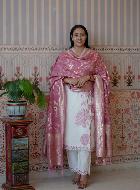 Troika Fashion – Premium Banarasi Style Dola Silk Dupatta