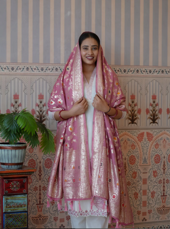 Troika Fashion – Premium Banarasi Style Dola Silk Dupatta