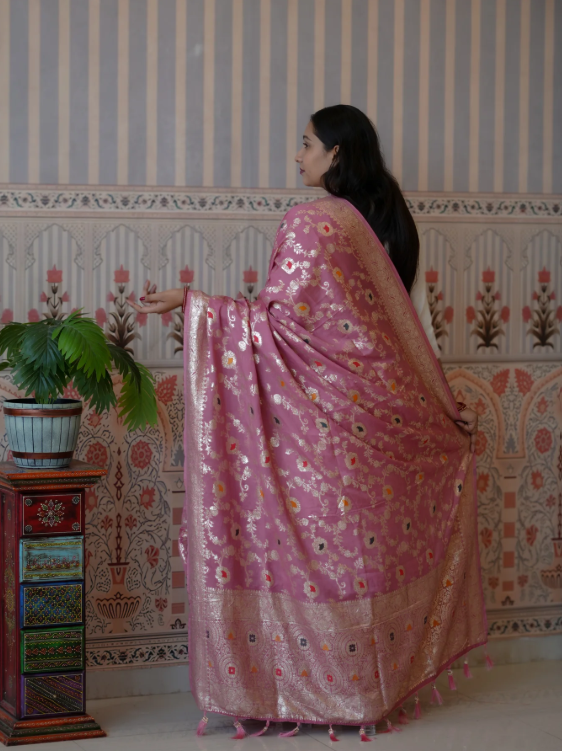 Troika Fashion – Premium Banarasi Style Dola Silk Dupatta