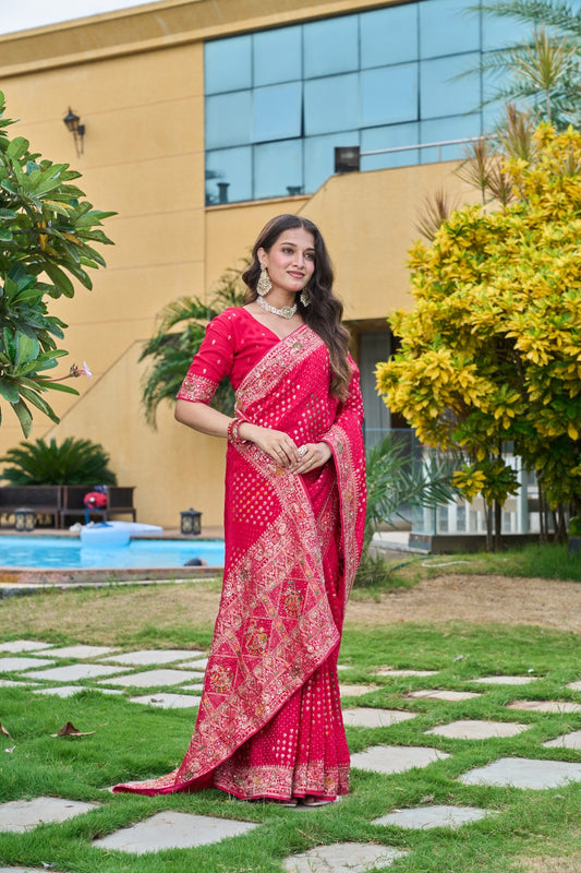 Troika Fashion – HO Silk Beads & Zircon Zardozi Handwork Saree