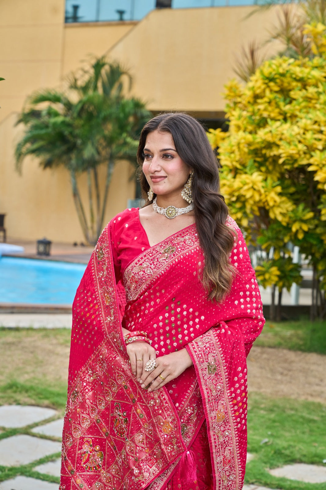 Troika Fashion – HO Silk Beads & Zircon Zardozi Handwork Saree