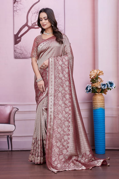 🤎 Troika Fashion – Coffee Brown HO Silk Saree with Zari Weaving