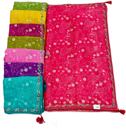 Troika Fashion – Simmer Chiffon Handwork Saree