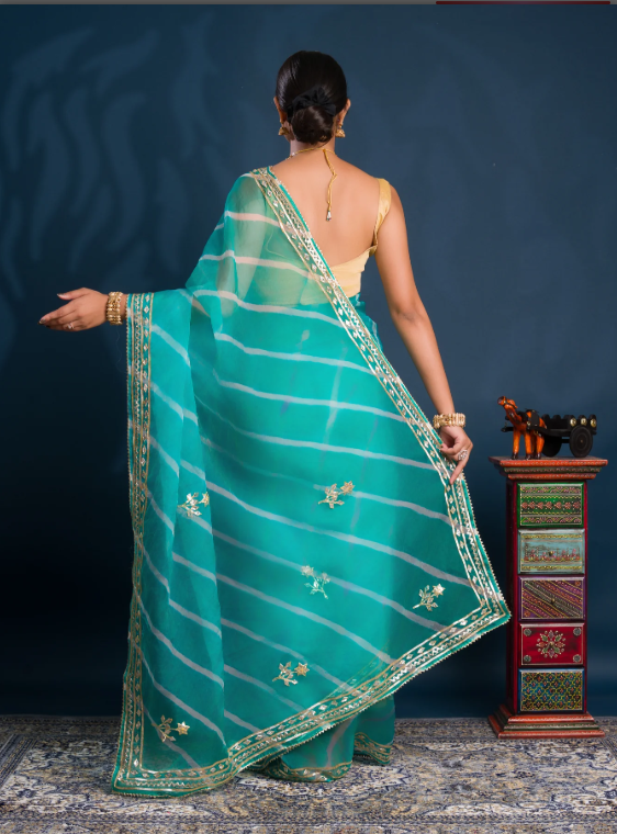 Troika Fashion – Special Organza Leheriya Style Saree with Gotapatti Work