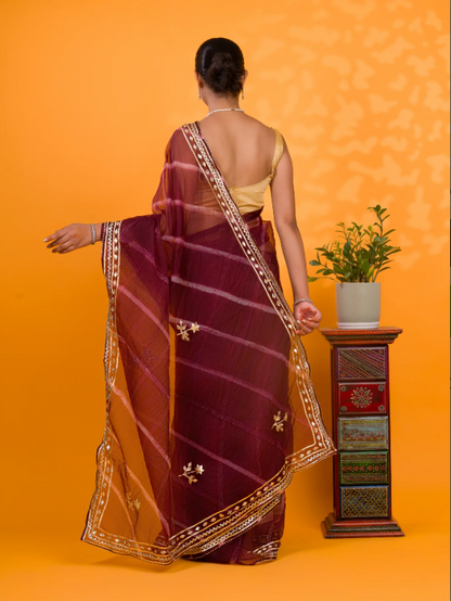 Troika Fashion – New Launch Organza Leheriya Style Saree with Gotapatti Work