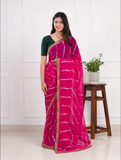 Troika Fashion – Summer Special Georgette Leheriya Gotapatti Saree
