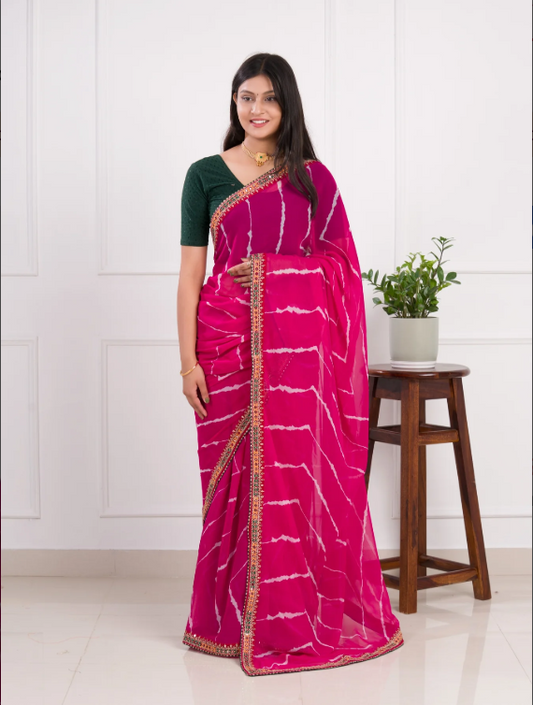Troika Fashion – Summer Special Georgette Leheriya Gotapatti Saree