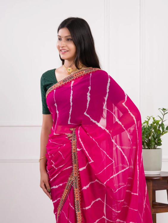 Troika Fashion – Summer Special Georgette Leheriya Gotapatti Saree