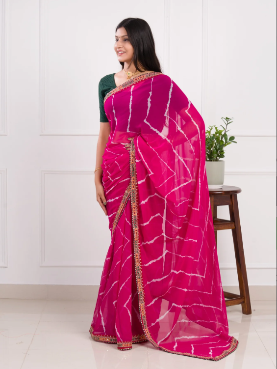 Troika Fashion – Summer Special Georgette Leheriya Gotapatti Saree