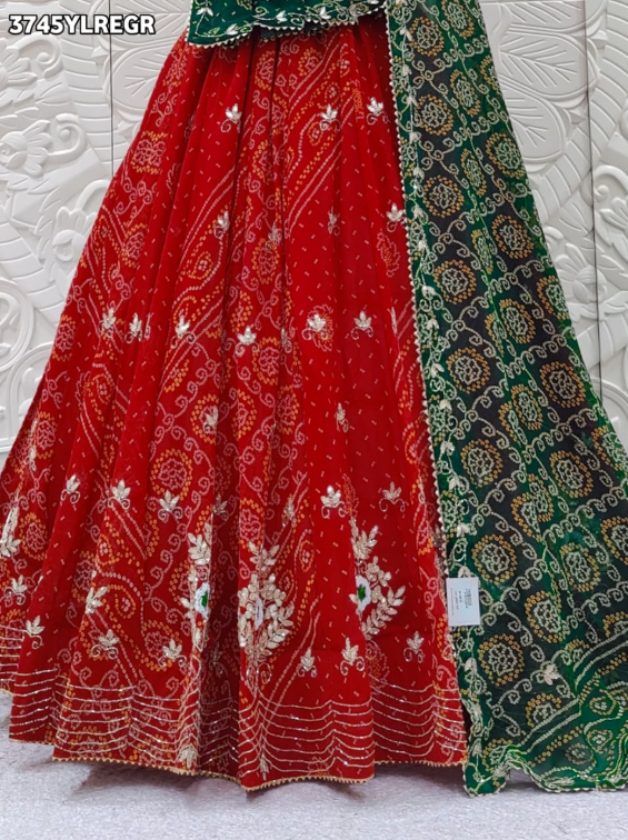 Troika Fashion – Festive Special Bandhani Style Georgette Lehenga – Cutdana Collection