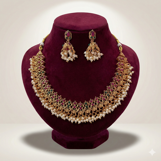 Royal Meenakari Pearl Traditional Necklace Set